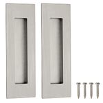 Malimali 6 Inch Recessed Finger Flush Pulls for Pocket Door Closet Door, Sliding Barn Door Handle, Brushed Stainless Steel Rectangular Door Pulls Hardware(2 Pack)