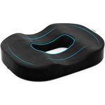 FOVERA Donut Pillow, Orthopedic Memory Foam Donut Seat Cushion, Piles Pillow for Hemorrhoids, Pain Relief for Piles, Coccyx, Prostate, Sciatica, Post-Natal, Pregnancy (L - Above 80kg Weight, Black)