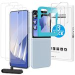 OMOTON 3Sets 9PCS for Samsung Galaxy Z Flip 6 Screen Protector, 3 Main TPU Film + 3 Front Tempered Glass + 3 Camera Lens Protector, Case Friendly/Easy Installation with Alignment Tool