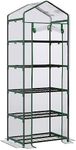 Outsunny 5 Tier Mini Greenhouse, Portable Outdoor Flower Stand with Shelf Clips, Indoor Greenhouse with Steel Frame, Transparent, 27.25" x 19.25" x 76"