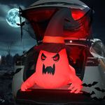 Yuxung 64 Pcs 4 ft Halloween Inflatable Trunk or Treat Car Ghost Decorations Kit Ghost Halloween Inflatable SUV Outdoor Decoration Halloween Blow Ups Ghost with Creepy Cloth Bat Sticker Halloween Lawn