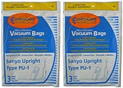 6 Sanyo Upright Pu-1 Vacuum Bags, Panasonic, Kenmore, LG Vacuum Cleaners, SC54A, SCA4, SCA41, SCA42, SCA4A, VU5545-65