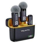 YEJATA Wireless Microphone for iPhone iPad with Transmitter Digital Display and 40 Hours Charging Case, Clip on Wireless Lavalier Microphone for Video Recording - Set of 2