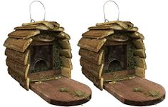 Wooden Squirrel Feeder Hanging Box for Garden Outdoors (Pack of 2)