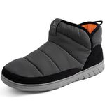 LongBay Mens Bootie Slippers with Memory Foam Indoor Outdoor Warm House Shoes Comfy Sport Lounge Camping Boots Grey, 11-12