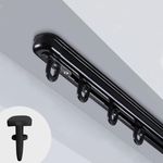 TIPIACE Ceiling Mounting Telescopic Curtain Track Measurement-Free Curtain Rail Suitable for Office, Living Room and Room Divider(Black-85-150 cm)