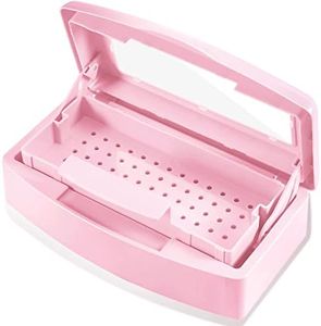 Machine-Ya Plastic Sterilizing Tray,Sterilization Box,Nail Art Tool Sterilizer Tray, Sterilizer Tray Box Nail Art Salon Sterilizing Too（Pink）