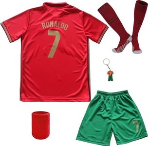 ORGBRAIN Ronaldo #7 Home Kids Soccer Football Futbol Jersey & Shorts Socks Set Youth Sizes (Home,30)