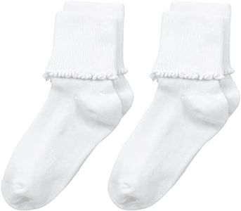 Jefferies Socks Big Girls' Seamless Ripple Edge Socks (Pack of 2), White/White, Small