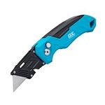 OX Tools Pro Heavy Duty Fixed Blade Folding Knife w/Easy Change Blade Button - Quick Fold Action & Strong Lightweight Construction | Includes 3 Replacement Blades