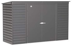 Arrow Shed Select 10' x 4' Outdoor Lockable Steel Storage Shed Building, Charcoal