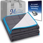 Mellie Luxury 9.5kgs Super King Size Weighted Blanket Adult (Grey/White) with Travel Bag - Stress, Insomnia, Anxiety Relief Weight Blanket for Autism - 180 x 200cm - No Covers