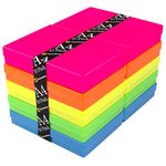 WestonBoxes A4 Colourful Transparent Plastic Craft Storage Boxes with Lids for Art Supplies, Paper and Card (NEON Mix/Opaque, Pack of 10)