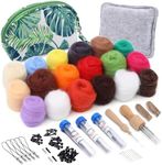 Doxiru Needle Felting Kit, 18 Colors Wool Roving for Felting, Wool Felting Tool Starter Kit Felt Molds with Portable Storage Box for DIY Craft Home Decoration Gift