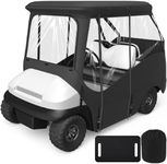 KAKIT Golf Cart Enclosure for Club Car Precedent, 800D Oxford with Dual-Sided Zipper and 4-Sided Clear Windows, Waterproof Portable Golf Cart Rain Cover 4 Passenger, Black