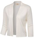 GRACE KARIN Women's Plus Size Cardigan 3/4 Sleeve Open Front Cropped Sweaters White Bolero Jacket Ivory XXL