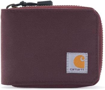 Carhartt Canvas Zip, Durable Zippered Wallets for Men, Nylon Duck (Deep Wine), One Size