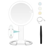 B Beauty Planet Vanity Mirror with Lights, 1x/20x Double-sided Magnifying Mirror with Light, 2000mAh Rechargeable Adjustable 3 Colour Lights Touch Switch Control, Foldable Lightweight for Travel