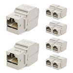Iwillink (10 Packs) Cat6A RJ45 Shielded Metal Keystone Jack, 180 Degree Toolless Zinc-Alloy Housing Keystone Jack, Silver