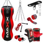 Maxx 4FT Triple BAG Black red body bag uppercut bag punch bag, angled boxing bag punching bag set+ free chain (12PCs SET WITH CEILING HOOK)