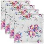 Maison d' Hermine Napkin 100% Cotton 20Inch x 20Inch Decorative Washable Cloth Napkins Table Napkin, Dining, Kitchen, Parties & Camping, Rose Garden - Spring/Summer (Set of 4)