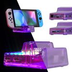 eXtremeRate AiryDocky DIY Kit LED Version Replacement Shell Compatible with Nintendo Switch Dock, Clear Atomic Purple Redesigned IR Remote Control 7 Color 50 Effects RGB LED Kit for Switch OLED Dock