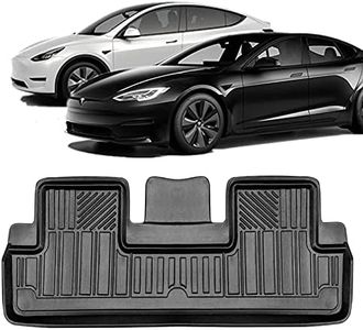 Tesla Model 3 Rubber Mats All Weather Full Set of TPE Rubber Floor Mats Carpets 3D Heavy Duty Front & Rear 2 Row Seat Set 2019-2022 (Rear Row Seat Floor Mats, Black)…