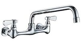 Utility Sink Faucet Wall Mount Commercial Faucet Kitchen Laundry 8 Inch Swivel Spout 2 Dual Handle Restaurant Industrial Chrome Mixer Tap NSF No Lead by Homevacious