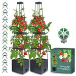 MYMULIKE 2Pack Raised Garden Bed Planter Box with Trellis, 58” Tomato Cage Planter Raised Garden Bed with Trellis for Climbing Vegetables Plants Tomato Cage w/Self-Watering, Indoor Outdoor Use