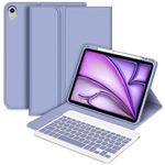 Bettdow for iPad Air 6 11 Inch M2 2024 Keyboard Case, UK Layout Detachable Wireless Keyboard, Case with Pencil Holder for iPad Air 11" M2 2024/Air 5th 2022/ Air 4th 2020 10.9" (Purple)