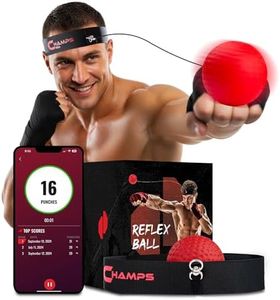 Champs MMA Boxing Reflex Ball with Punch Counter App | Boxing Equipment - Speed, Agility & Reflex Training | Hand Eye Coordination Training |Adjustable Headband| Reaction Ball for Adult & Kids