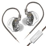 Wired Earbuds with Microphone,CCA CRA in Ear Monitors with Deep Bass Detachable 2Pin OFC Cable, in-Ear Headphones Compatible with iPhone, iPad, Android, Computer Most with 3.5mm Jack (Silver)