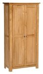 Hallowood Furniture Waverly Oak Tall Storage Cabinet, Solid Wooden 2-Door Cupboard with Adjustable Shelves, Light Oak Utility Cupboard, Craft Storage Cabinet for Home & Office