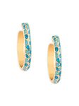 Zaveri Pearls Turquoise Blue Enamelled Contemporary Yellow Gold Semi Hoop Earring For Women-ZPFK14470