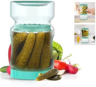 Ansbell 52oz Glass Pickle Jar with Strainer Flip - Air Tight Pickle and Olives Container with Strainer - Hourglass Pickle Juice Separator Jar Flip for Olives,Jalapenos,Gherkins