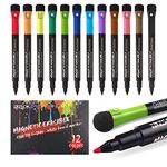 ZSCM 12 Colors Magnetic Fine Tip Dry Erase Markers with Erasers, Low Odor Fine Point Erasable Whiteboard Marker Pen for Classroom Work Office Supplies (12 Colors)