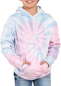 GAMISOTE Unisex Kids Tie Dye Sweatshirt Boys Girls Warm Hooded Kangaroo Pocket Pullover Hoodies Pink-purple