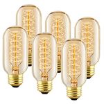 6 Pack T45 Edison Bulbs, 40 Watt Antique Vintage E26 Base Dimmable Amber Glass Incandescent Light Bulbs, Warm White 120V Lamp for Home Light Fixtures Decoration, Warll Sconce by LUXON