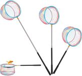 Goaste 3 Pack Kids Fishing Net, Telescopic Lightweight Landing Net, Bug Insect Catching Net with Stainless Steel Pole Handle for Kids Outdoor Playing, Extendable from 26 inch to 67.5 inch