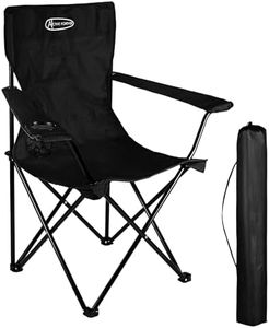 ACTIVE FOREVER Chaise de Camping Pliante, Siège Pliable Portable Chaise Camping avec Porte-gobelet, Capacité 100kg, Adaptée au Camping, à la Plage, au Barbecue, à la Pêche - Noir