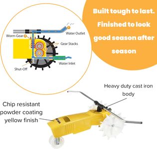 Nelson Rain Train Traveling Lawn Sprinkler – Heavy Duty, Large Area, Yellow