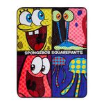 Nickelodeon SpongeBob SquarePants Character Grid Fleece Throw Blanket | Soft Polyester Cover For Sofa, Bed | 45 x 60 Inches