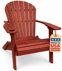 Cherrywood-Poly Lumber Folding Adirondack Chair with Rolled Seating Heavy Duty Everlasting Lifetime PolyTuf HDPE - Made in USA - Amish Crafted