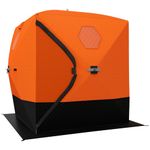 Outsunny 2-3 Person Insulated Ice Fishing Tent, Pop up Portable Ice Fishing Shelter with 4 Double-Layer Windows, Vents and Carry Bag, for Low-Temp -22℉ Outdoor Fishing, Orange