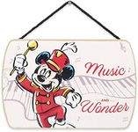 Open Road Brands Disney Mickey Mouse Music and Wonder Hanging Wood Wall Decor - Fun Mickey Mouse Sign for Home Decorating