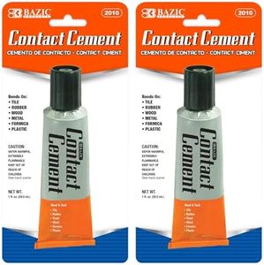 BAZIC Contact Cement Adhesive Glue 1 Oz. (30mL), Super Stong Bonds to Tile Rubber Wood Metal Formica Plastic, 2-Pack