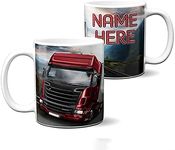 KRAFTYGIFTS Personalised Lorry Mug Truck Driver Cup Trucking Dad Birthday Lorries Gift LB002