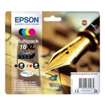 Epson Pen & Crossword High Yield Genuine Multipack,Ink Cartridges, DURABrite Ultra Ink,Cyan, 4-colours, 16XL