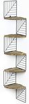 Love-KANKEI Corner Shelves for Wall, 5 Tiers Retro Wall Mounted Shelves for Living Room Bathroom Bedroom Kitchen and More (Carbonized Black)