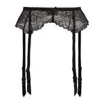 TVRtyle Women's Black Lace Floral Sexy Metal Clip Garter Belts for stockings GO003 (Small)